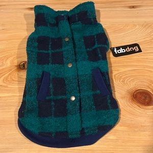 Fab Dog Plaid Boucle Dog Coat - Green/Navy
